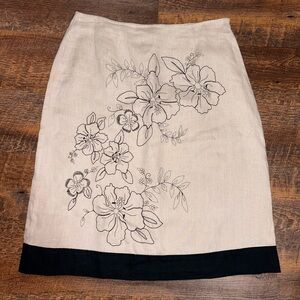 Mercer & Madison Women’s Size 10 Skirt Linen A-Line with Floral Stitch Pattern
